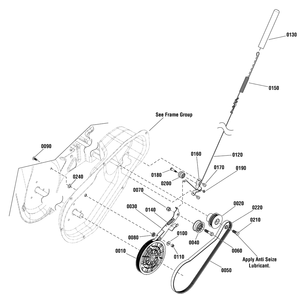 Auger Drive Group Diagram and Parts List for 1696741-00-1222EE 2017 Briggs and Stratton Snow Blower
